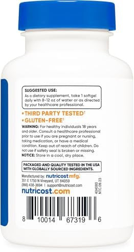 Nutricost Astaxanthin 6Mg Nongmo And Gluten 120 Softgels (4 Month Supply)