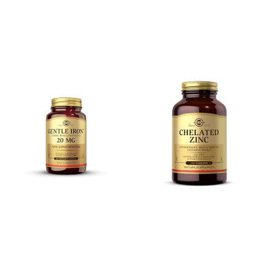 Solgar Gentle Iron - Ideal For Sensitive Stomachsred Blood Cell Supplement Non Constipating & Gmo & Chelated Zinc 250 Tablets - Zinc For Healthy Skin - Supports Cell Growth & Dna Formation