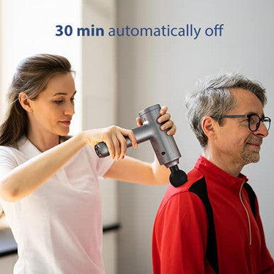 Mebak 5 Percussion Massage Gun Handheld Deep Tissue Muscle Gun Massager Cordless Rechargeable Portable Massager Gun with LCD Easy Touch Screen for Neck Back Shoulder and Feet Dark Grey