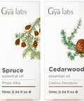 Gya Labs Spruce Essential Oil For Diffuser & Cedarwood Oil For Hair Set - Aromatherapy Grade Essential Oils Set - 2X0.34 Fl Oz - Gya Labs