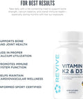 Revive Md Vitamin D3 & K2 - Supports Bone Health & Muscle Strength - K2 & D3 Vitamin Supplement For Women & Men Health & Brain Function