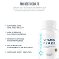 REVIVE MD Vitamin D3 and K2 Supports Bone Health and Muscle Strength K2 and D3 Vitamin Supplement for Women and Men Health and Brain Function