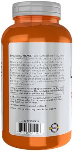 Now Foods Sports Nutrition L Ornithine Powder Protein Metabolism And Urea Detox Amino Acids 8Ounce