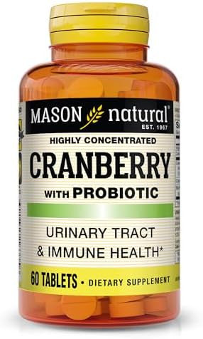 Mason Natural Cranberry With Probiotic 2 Month Supply Highly Concentrated Supports Normal Immune Health & Urinary System 60 Tablets