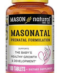 Mason Natural Masonatal Prenatal Formulation Prenatal & Postnatal Multivitamin For Women To Support Baby Development 100 Tablets