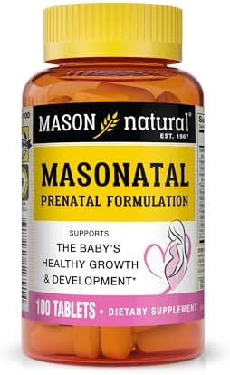Mason Natural Masonatal Prenatal Formulation Prenatal & Postnatal Multivitamin For Women To Support Baby Development 100 Tablets