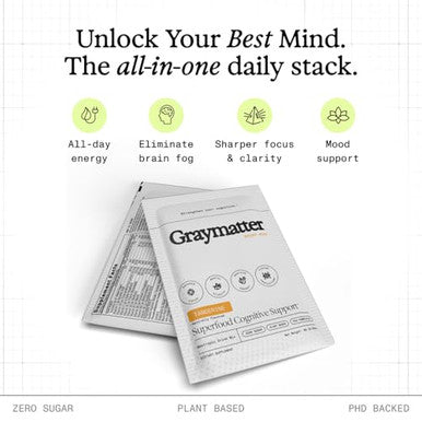 Graymatter Bright Mind Nootropic Powder (6 Travel Packets Variety Pack: Cacao