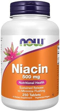 Now Foods Supplements Niacin (Vitamin B3) 500 Mg Sustained Release Nutritional Health 250 Tablets
