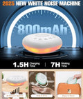 Focevn White Noise Sound Machine For Sleep - Portable Sound Machine 20 Soothing Sounds 9-Color Night Light 30 Volume Levels 4 Timer Options Type-C Charging Noise Machine For Baby Adult Home Office Travel