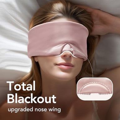 Litbear Silk Sleep Mask For Women Adjustable 100% Mulberry Silk Sleeping Eye Mask For Side Sleeper Total Blackout Eye Cover For All Night Sleep Travel Office Or Napping (Pink)
