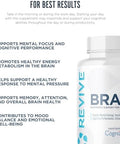 Revive Md Brain Supplements For Memory & Focus Brain Plus - Stimulant Nootropic Supplement For Cognitive Health With Niacin Vitamin B6 & B12 Acetyl-L-Carnitine Hcl & Alpha-Gpc- 150 Capsules