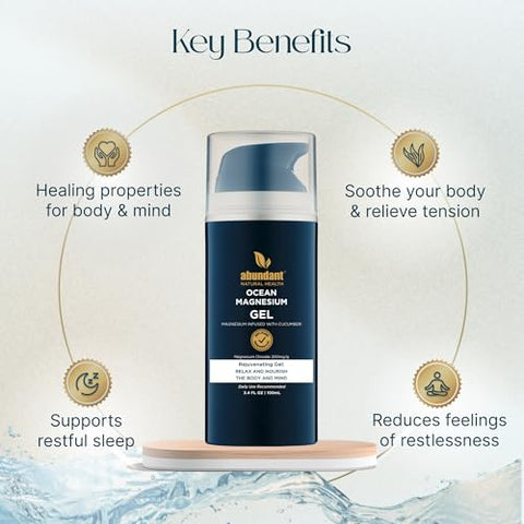 Abundant Natural Health Ocean Magnesium Gel Enriched With Cucumber Stem Cells For Muscle Relief And Relaxation Topical Use Effective And Quick Absorption Fragrance- 100Ml