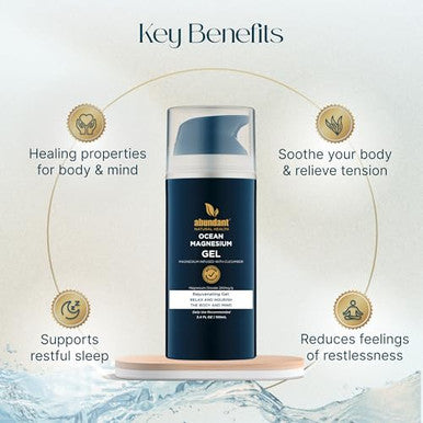 Abundant Natural Health Ocean Magnesium Gel Enriched With Cucumber Stem Cells For Muscle Relief And Relaxation, Topical Use, Effective And Quick Absorption, Fragrance-, 100Ml