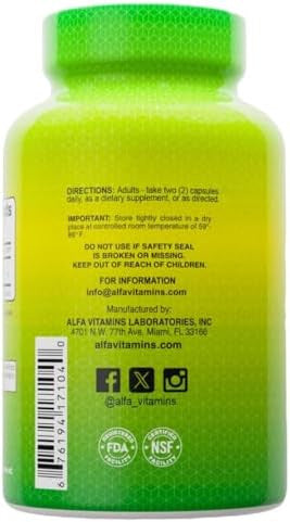 Alfa Vitamins Kelp 600Mg Capsules With Iodine 600Mcg For A Healthy Digestive System And Weight Function 60 Capsules