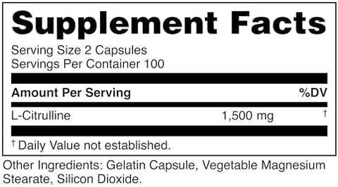 Bucked Up L-Citrulline 200 Capsules 1500Mg Per Serving Gluten- Non-Gmo Third-Party Tested Premium Citrulline Supplement For Daily Use - 100 Servings (200 Capsules)