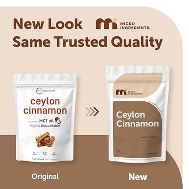 Micro Ingredients Ceylon Cinnamon 300 Softgels Cinnamon Supplements With Mct Oil Non-Gmo Gluten Free