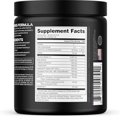Bucked Up Woke HIGH STIM Pre Workout Best Tasting Focus Nootropic Pump Strength and Growth