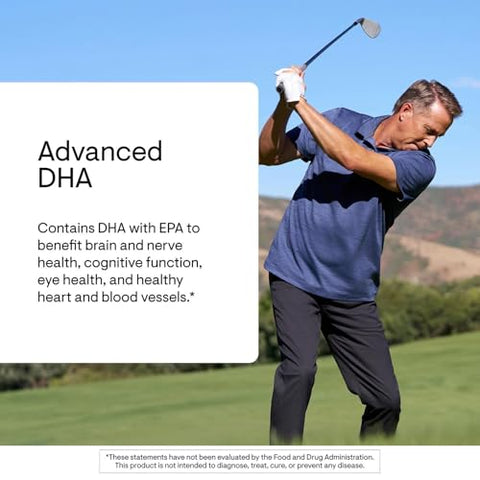 Thorne - Advanced Dha - Omega-3 Fish Oil Supplement With Epa & Dha In Triglyceride Form - Supports Brain Nerve Eye Blood Vessel & Heart Health - Third-Party Certified - Gluten-Free 60 Softgels