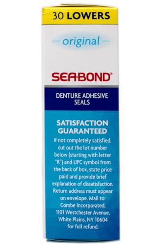 Sea-Bond Denture Adhesive Seals Original Lowers Zinc-Free All-Day-Hold Mess-Free 30 Count Pack Of 7