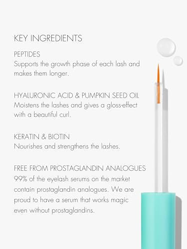 Sweed - Eyelash Growth Serum Lengthens With Peptides Biotin Pumpkin Seed Oil + Keratin Prostaglandin- Vegan Cruelty- Clean Beauty (0.10 Fl Oz 3 Ml)
