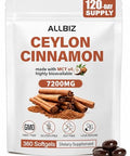 Allbiz Ceylon Cinnamon Softgels 360 Count With Mct Oil Sourced From Sri Lanka Low Coumarin Formula Easy-To-Absorb Cinnamon Extract Non-Gmo & Gluten Free Capsules For Daily Wellness