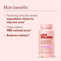 Love Wellness Clear Skin Probiotic Clear Up Hormonal Acne Pimples Redness & Pore Minimizer Skin Care With Zinc Bifidobacterium Longum & Chaste Tree Fruit Extract Acne Treatment 30 Count