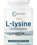 Micro Ingredients Pure L Lysine 300 Veggie Capsules 2000Mg