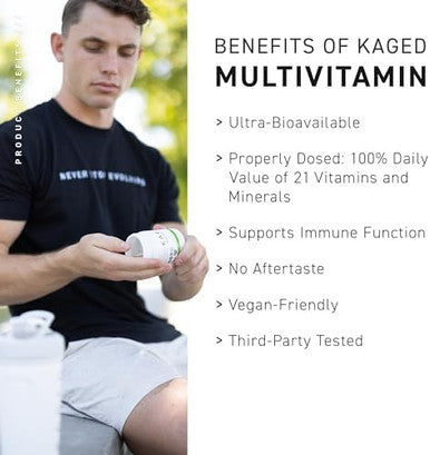 Kaged Multivitamin With Whole Foods Organic Fruits & Veggies Plant Based Vegan Multivitamin For Women And Men Vitamin C, D, E, B12 60 Servings