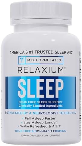 Relaxium Sleep Aid Melatonin With Magnesium Glycinate Valerest & Ashwagandha Nonhabit Forming Sleep Supplement 60 Vegan Capsules 30Day Supply