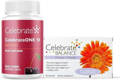 Celebrate Vitamins Celebrateone Bariatric Multivitamin 18Mg Iron & Balance Probiotic + Prebiotic Capsules Bundle Supports Digestive Health, Iron Levels, & Maximum Nutrient Absorption For Bariatric P