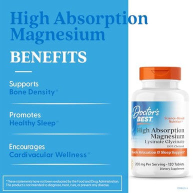 Doctor'S Best High Absorption Magnesium Glycinate Lysinate 100% Chelated Traccs Not Buffered Nongmo Vegan Gluten & Soy 100 Mg 120 Tablets (Packaging May Vary)