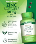 Nature'S Truth Zinc 50Mg With Vitamin C 200 Liquid Softgels Non-Gmo & Gluten Supplement