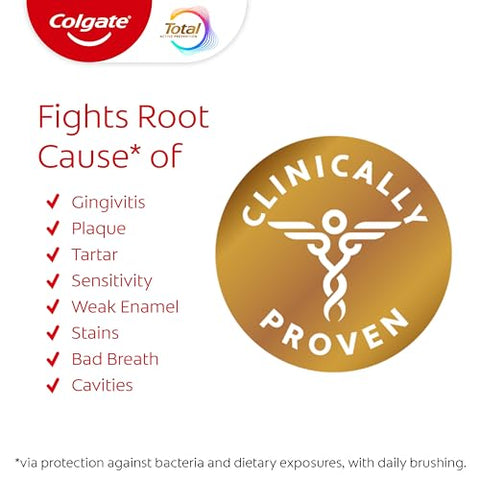 Colgate Total Active Prevention Whitening Gel Toothpaste With Fluoride Bulk With Clinically Proven Formula That Fights Plaque Bacteria Mint 4 Pack 5.1 Oz