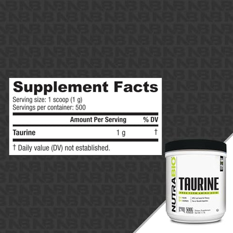 Nutrabio Taurine Powder 500G Pure Free-Form L-Taurine Amino Acid Supplement Supports Cellular Health Energy And Wellness Non-Gmo Usp Grade