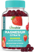 Lifeable Magnesium Citrate Gummies Sugar Great Tasting Magnesium Supplement Gummies For Adults Vegan Non Gmo Magnesium Gummy For Men & Women For Muscle Relaxation 60 Count