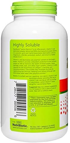Nutribiotic - Lemon Electro-C Vitamin C & Electrolyte Powder 16 Oz 850 Mg Vitamin C Per Serving Effervescent Electrolyte Recharge Buffered & Highly Soluble Of Calories Gluten & Non-Gmo