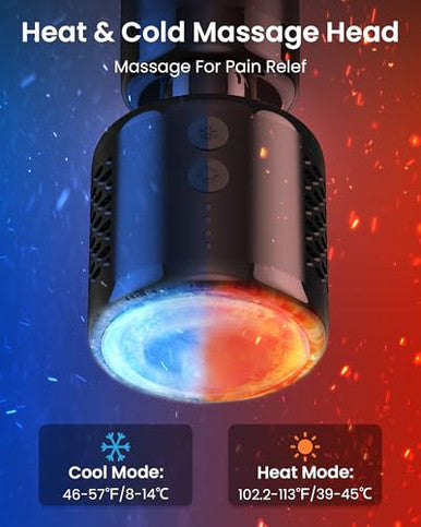 Napre Massage Gun With Heat And ColdMassage Gun Deep Tissue With Extension Handle & 3 Adjustable AnglesHandheld Percussion Back Massager For Muscle/Neck/Body Pain Relief6 HeadsWith Case