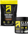 Ascent 100% Whey Protein Powder, Chocolate 2 Lb & Creatine Monohydrate Powder, Unflavored 45 Servings