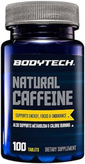 Bodytech Natural Caffeine Supports Energy, Focus & Endurance - 200 Mg (100 Tablets)