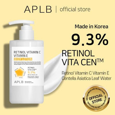 Aplb Retinol Vitamin C Vitamin E Body Lotion | Retinol Vita Cen 9.3% 10.14 Fl.Oz/Korean Skincare Long Lasting Hydration Wrinkle Care Revitalize For Gentle And Improve Skin Texture