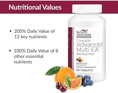 Bariatric Advantage Chewable Advanced Multi Ea Without Iron Mixed Fruit 60 Count And Calcium Citrate Chewy Bites 500 Mg Assorted Fruit Flavor 90 Count