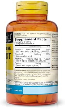 Mason Natural Vitamin E C & A (Beta Carotene) High Potency Antioxidant Formula To Fight Radicals And Support Overall Health 60 Tablets