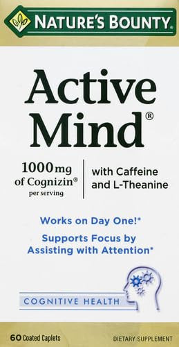 Nature's Bounty Active Mind Supports Focus By Assisting With Attention Cognizin 1000Mg 60 Coated Caplets