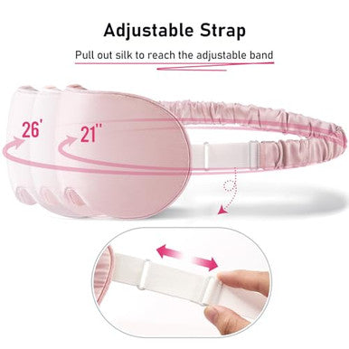 Litbear 100% 22 Momme Mulberry Silk Sleep Mask - 3D Contoured Eye Mask For Men Women Soft Breathable Sleeping Mask With Adjustable Strap Perfect Blocks Light For Sleeping (Pale Pink)