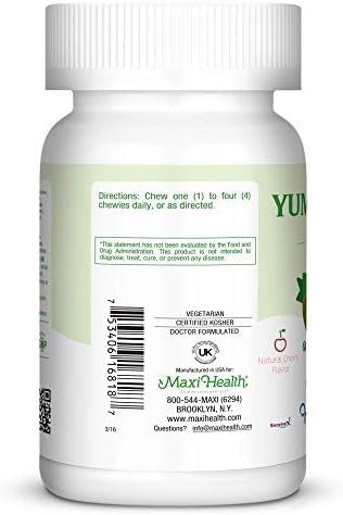 Maxi-Health Chewable Vitamin C - Zinc Lozenges - Immune Booster - Cherry Flavor - 180 Chewies - Kosher