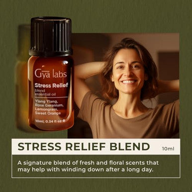 Gya Labs Stress Relief Essential Oil Blend For Diffuser & Aromatherapy - 100 Pure Natural Stress Relief Oils For Calming Diffusion Soothing & Self-Care (0.34 Fl Oz)