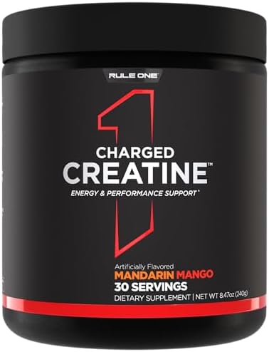 Rule 1 Proteins Charged Creatine Multifunction Workout Supplement With Creatine Electrolyte And Energy Blends For Intensity Performance & Hydration Support (30 Servings Snow Cone)
