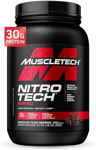 Muscletech Whey Protein Powder (Chocolate Fudge Brownie 4Lb) Nitrotech Ripped Whey Protein Isolate & Peptides Smoothie Mix For Lean Muscle & Fast Recovery 30G Of Whey Protein For Women & Men