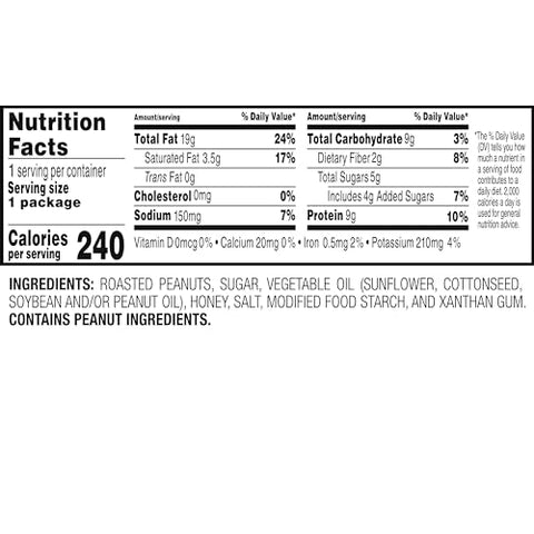 Nut Harvest, Honey Roasted Peanuts,1.375 oz Bag, (36 Pack)