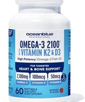 Oceanblue Professional Omega3 2100 With Vitamin K2 And Vitamin D360 Count Triple Strength Burpless Fish Oil Omega3 Supplement With Epa Dha & Dpa Wild Caught Orange Flavor 30 Servings